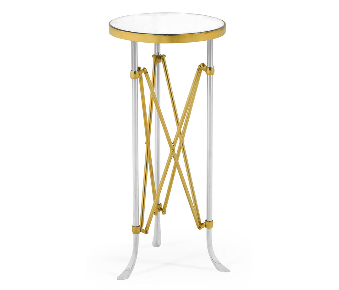 JC Modern - Luxe Collection - Small Round Antique Satin Gold Brass & Antique Glass Vanity Table