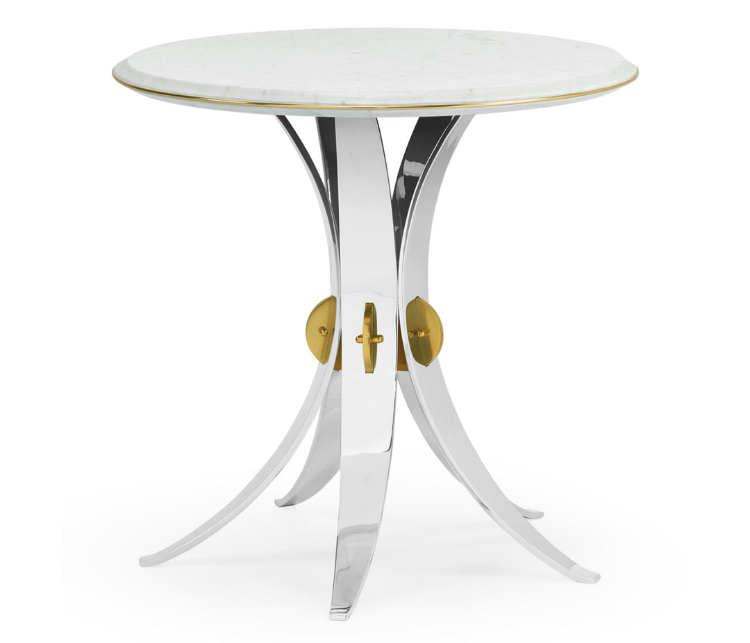 JC Modern - Fusion Collection - Fusion Round Stainless Steel End Table with Marble Top