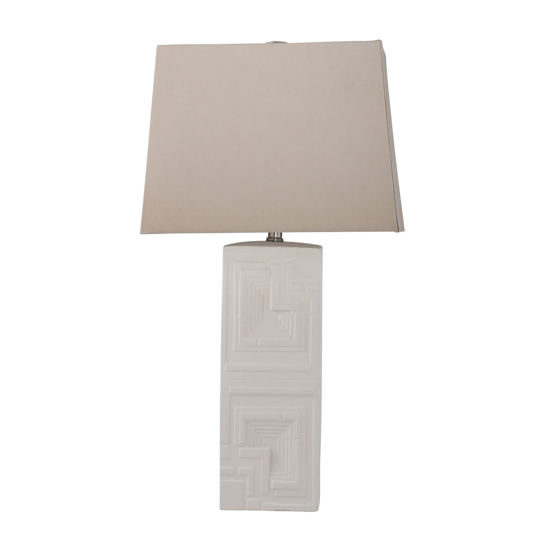 CERAMIC RECTANGLE TABLE LAMP W/ MAZE DESIGN 26", M