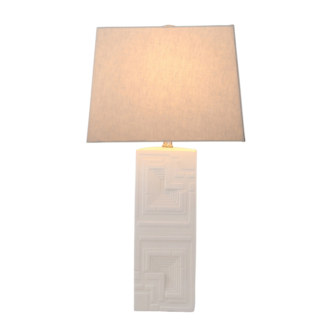 CERAMIC RECTANGLE TABLE LAMP W/ MAZE DESIGN 26", M