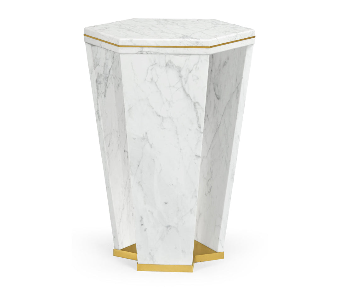 JC Modern - Fusion Collection - Fusion Hexagon Marble End Table