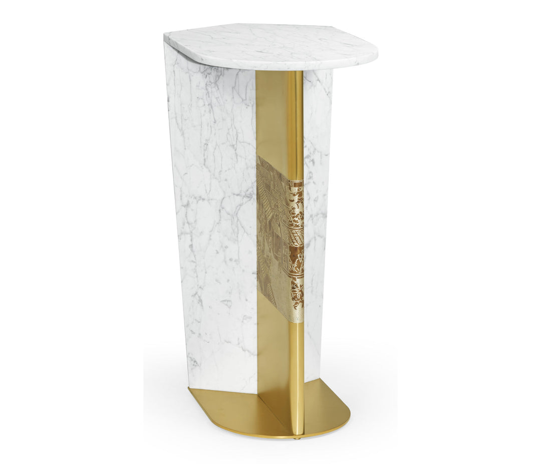 JC Modern - Fusion Collection - Fusion White & Black Marble End Table