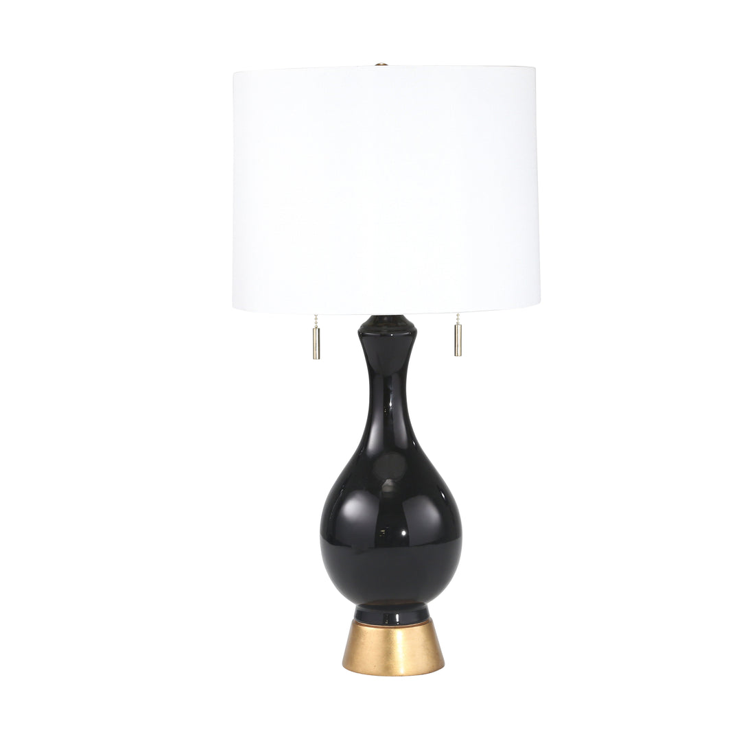 CERAMIC 28" TEARDROP TABLE LAMP, BLACK/GOLD