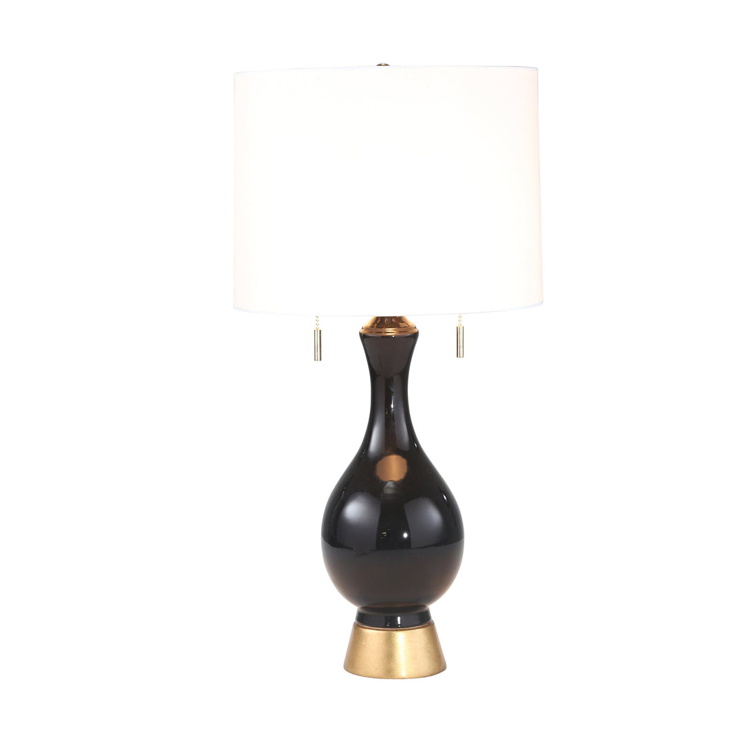 CERAMIC 28" TEARDROP TABLE LAMP, BLACK/GOLD