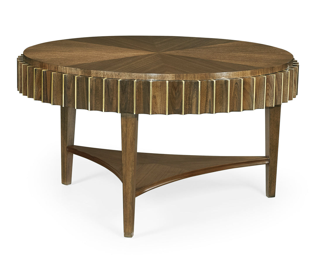 JC Modern - Cosmo Collection - Round Autumn Walnut Reeded Coffee Table