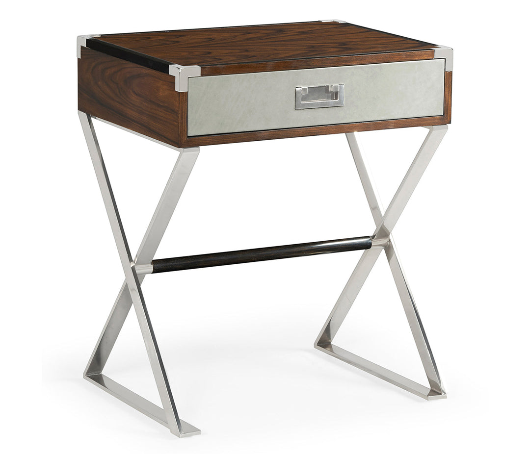 JC Modern - Campaign Collection - Campaign Style Dark Santos Rosewood Bedside Table with Drawer