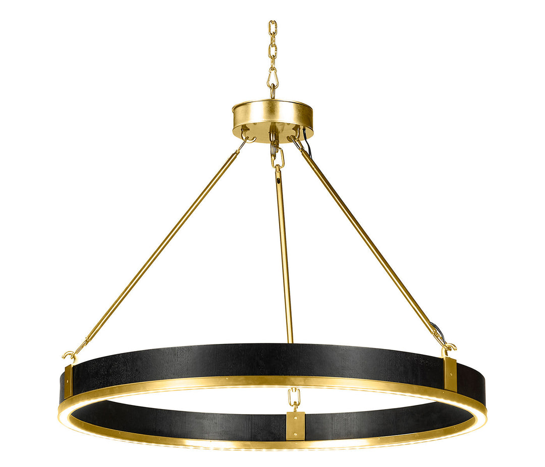 JC Modern - Fusion Collection - Round Contemporary Ebonised Oak & Brass Chandelier