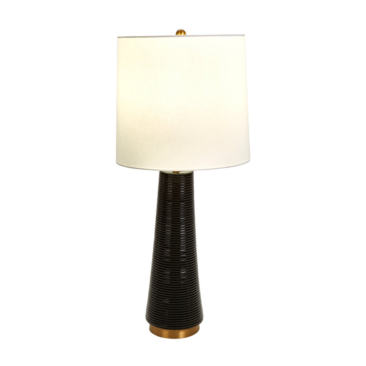 CERAMIC 30" RIBBED TABLE LAMP,BLACK