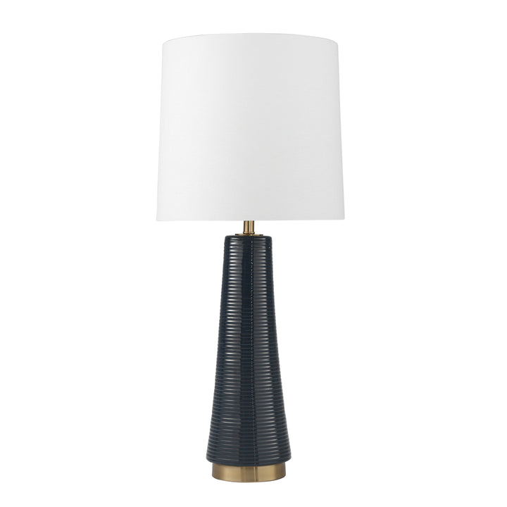 CERAMIC 30" RIBBED TABLE LAMP,BLACK