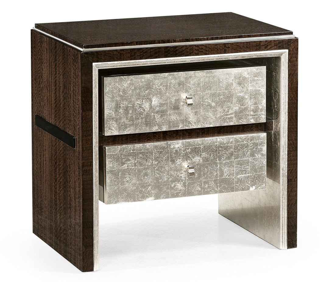 JC Modern - Belgravia Collection - Black Eucalyptus & Silver Espresso Nightstand with Drawers