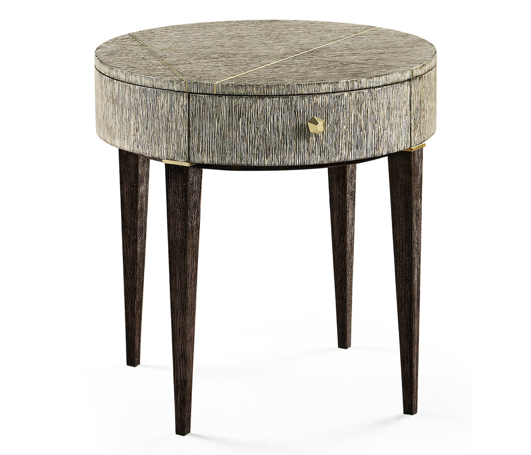 JC Modern - Geometric Collection - Geometric Circular Dark French Oak End Table with Drawer