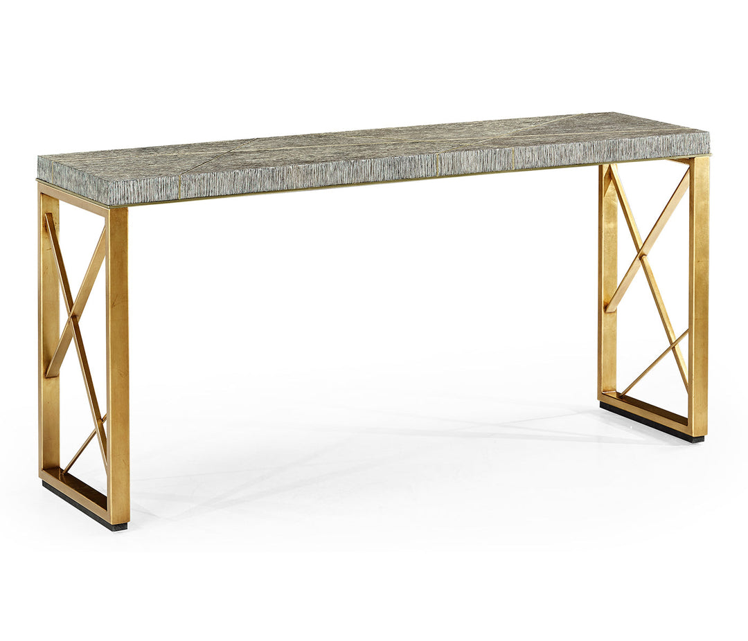 JC Modern - Geometric Collection - Geometric Dark French Oak & Gilded Console Table