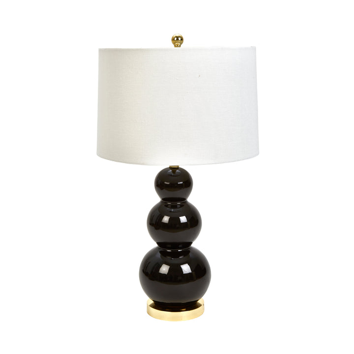 CERAMIC 29" TRIPLE GOURD TABLELAMP, BLACK