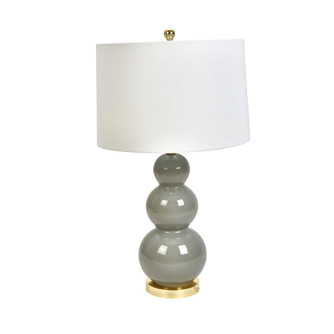 CERAMIC 29" TRIPLE GOURD TABLELAMP, GRAY