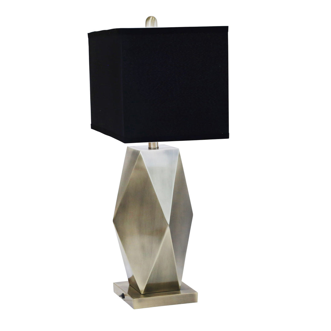 METAL 28" MULTI-FACETED TABLE LAMP, BRONZE