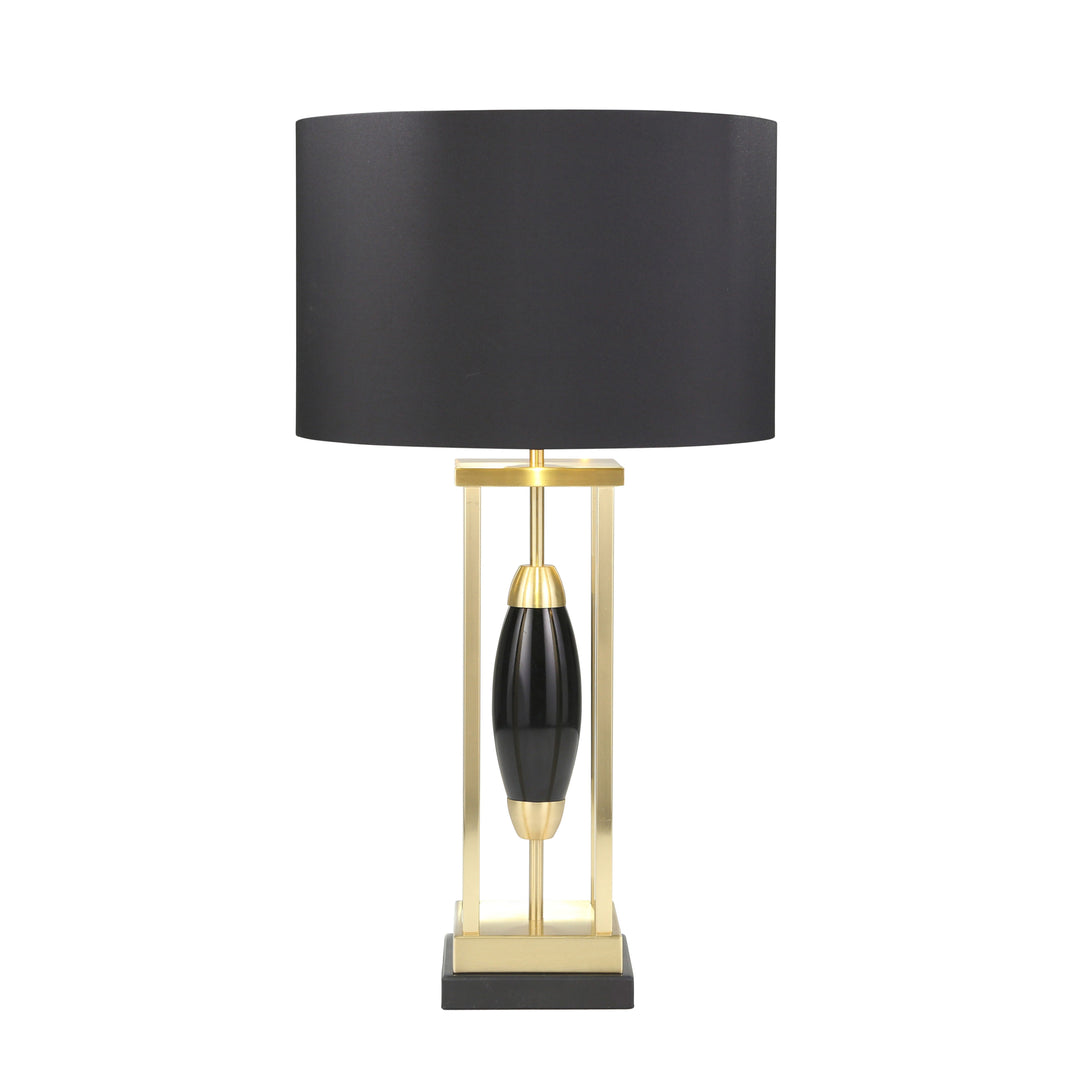 METAL TABLE LAMP W/ A BLACK OVAL CENTER 28.5", BAL