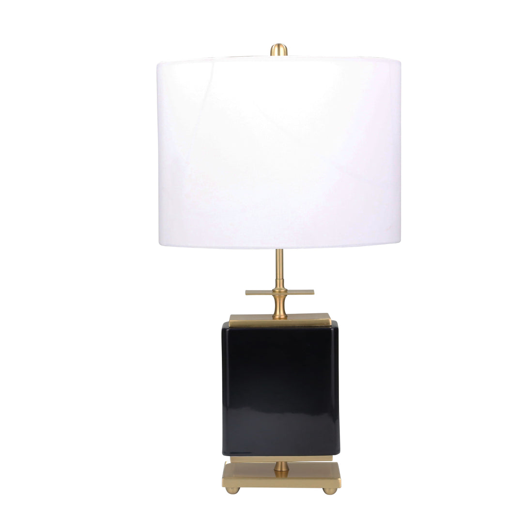 CERAMIC 28" SQUARE TABLE LAMP,BLACK/GOLD