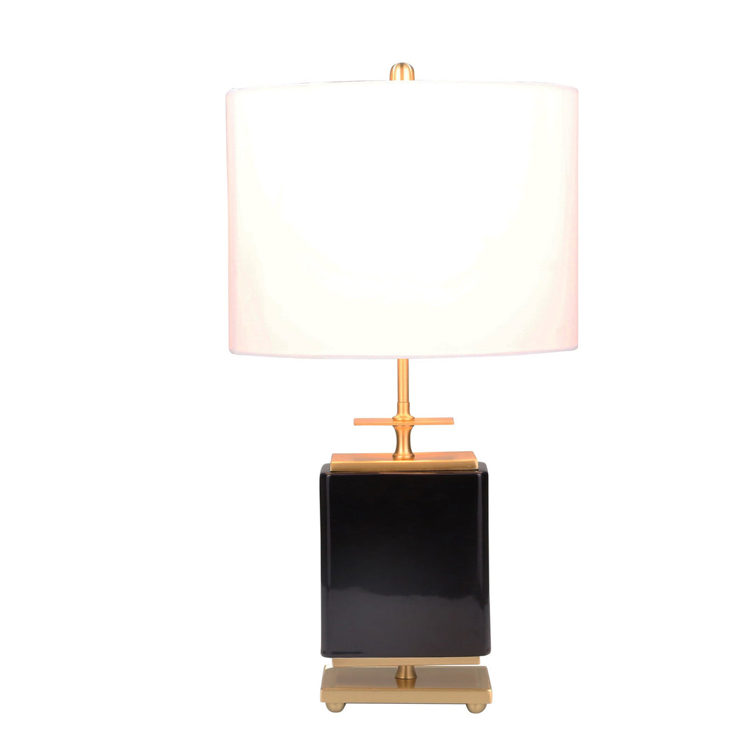 CERAMIC 28" SQUARE TABLE LAMP,BLACK/GOLD