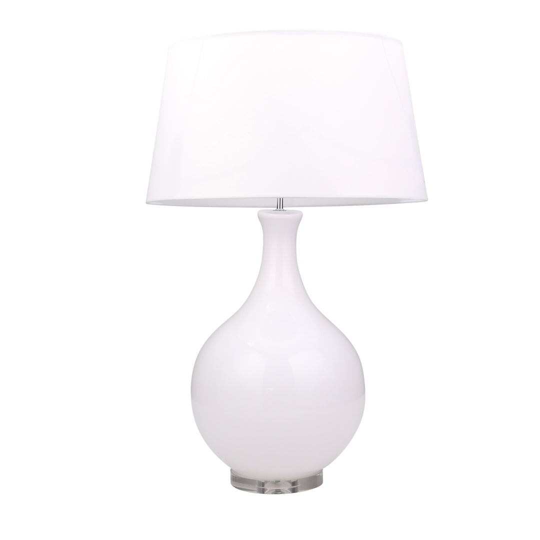 GLASS TEARDROP TABLE LAMP 33",WHITE