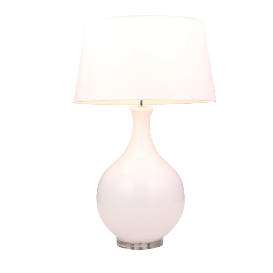 GLASS TEARDROP TABLE LAMP 33",WHITE