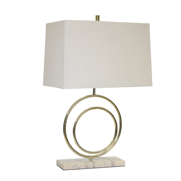 METAL 27" DOUBLE CIRCLE TABLE LAMP, GOLD