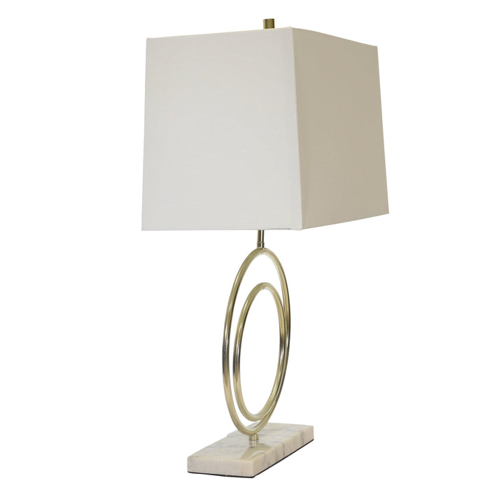 METAL 27" DOUBLE CIRCLE TABLE LAMP, GOLD