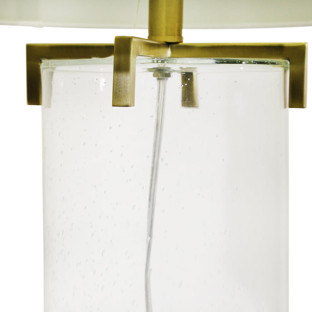 SEEDED GLASS 29" CYLINDER TABLELAMP, CLEAR