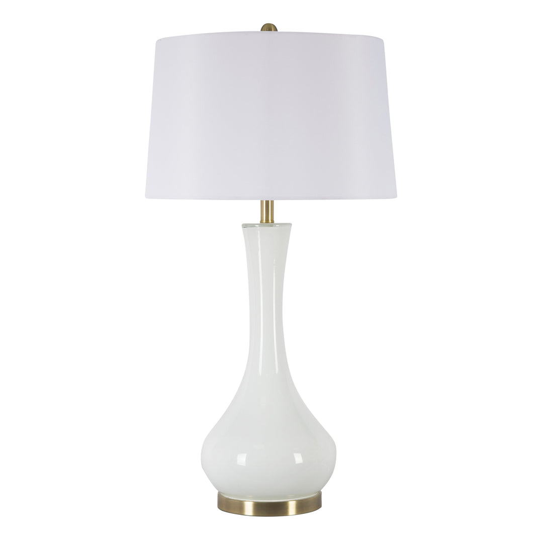 GLASS 34" TEARDROP TABLE LAMP,WHITE