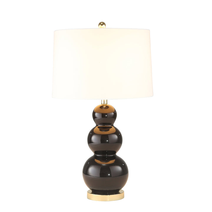 GLASS 34" TRIPLE BALL TABLE LAMP W/ USB, BLACK