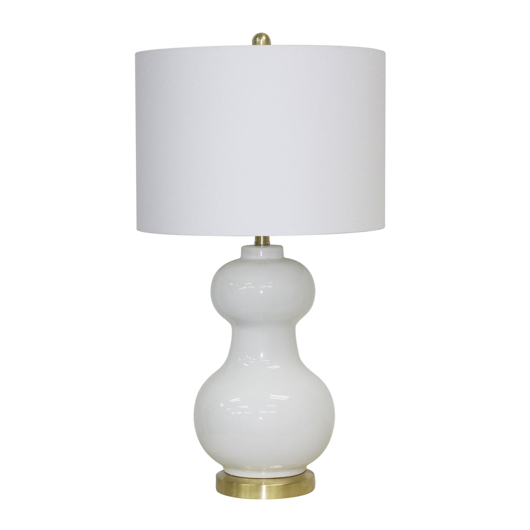 CERAMIC 30" DOUBLE BALL TABLELAMP, IVORY