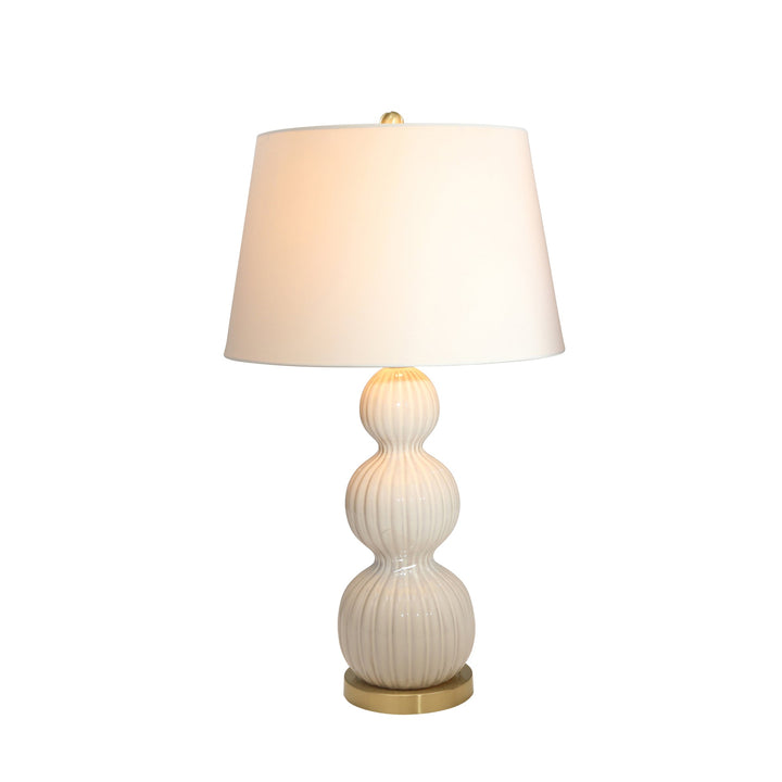 CERAMIC 31" TRIPLE GOURD TABLELAMP, CREAM