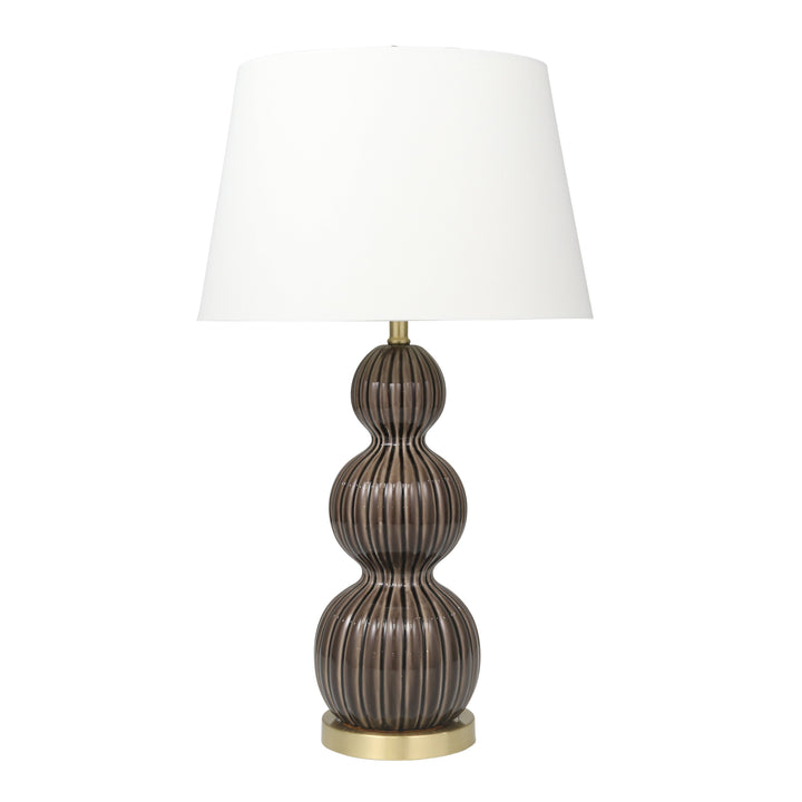 CERAMIC 31" TRIPLE GOURD TABLELAMP, GRAY