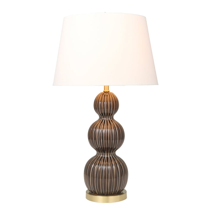 CERAMIC 31" TRIPLE GOURD TABLELAMP, GRAY