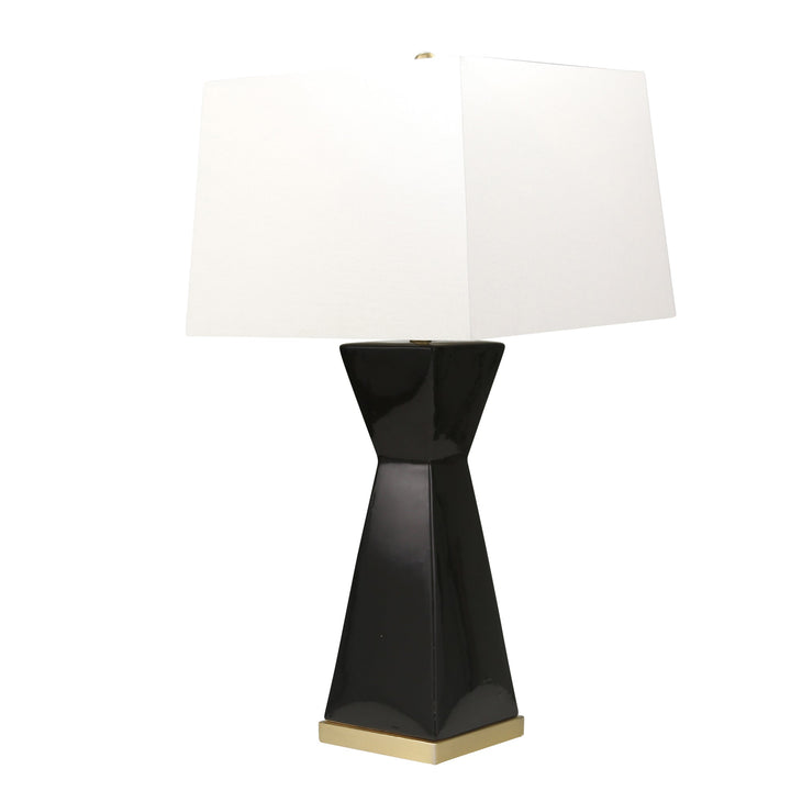 CERAMIC 34" HOURGLASS TABLE LAMP, BLACK