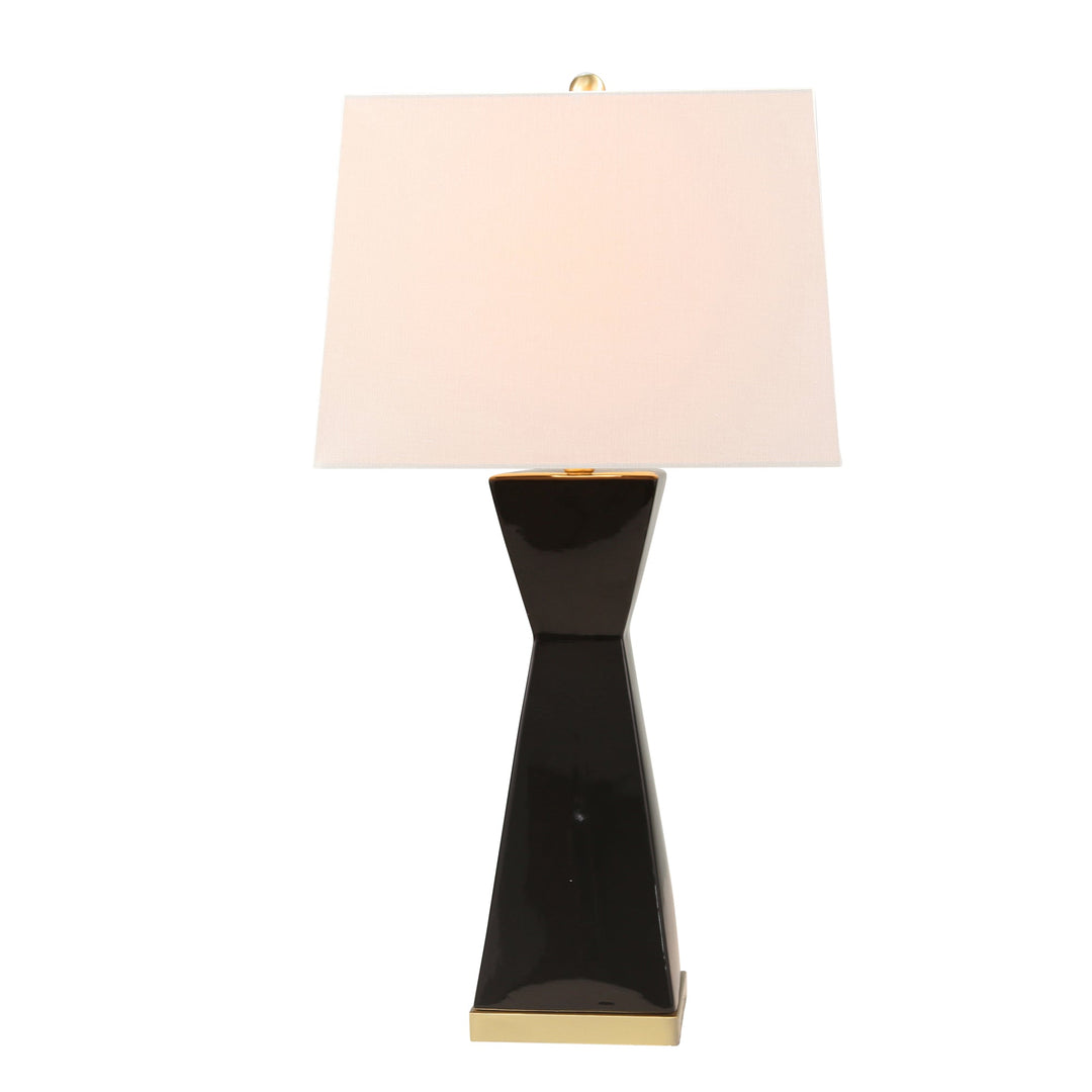 CERAMIC 34" HOURGLASS TABLE LAMP, BLACK