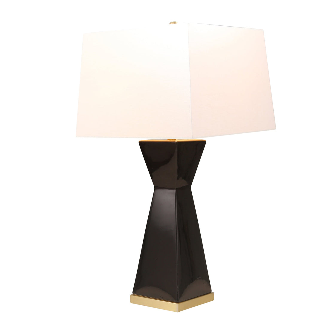 CERAMIC 34" HOURGLASS TABLE LAMP, BLACK