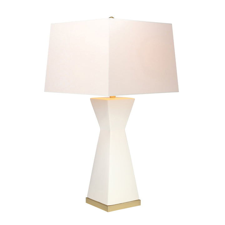 CERAMIC 34" HOURGLASS TABLE LAMP, WHITE