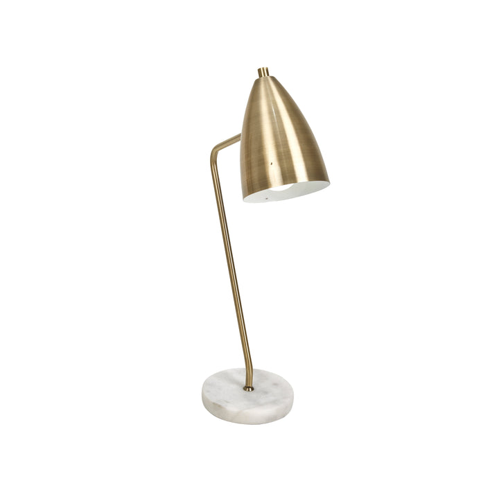 METAL 22" GOOSE NECK TASK LAMP , GOLD, MARBLE BASE