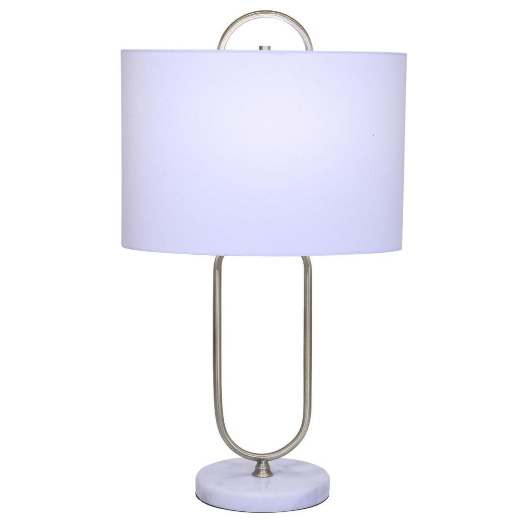 METAL 26" PAPER CLIP TABLE LAMP ON MARBLE BASE, GO