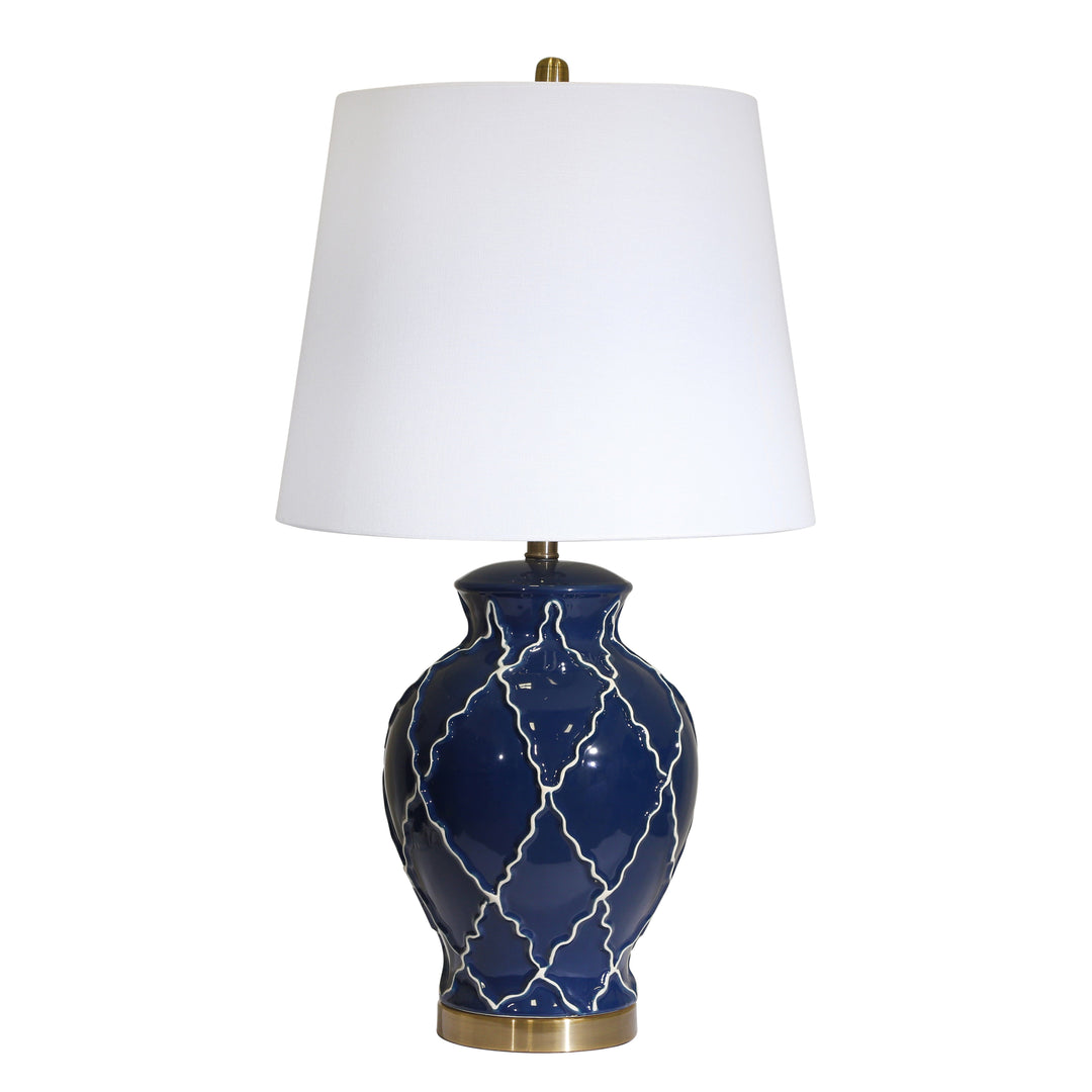 CERAMIC 30" URN TABLE LAMP, BLUE