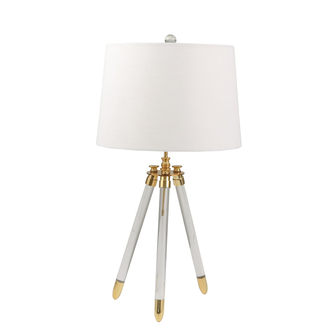 ACRYLIC 29" TRIPOD TABLE LAMP,GOLD