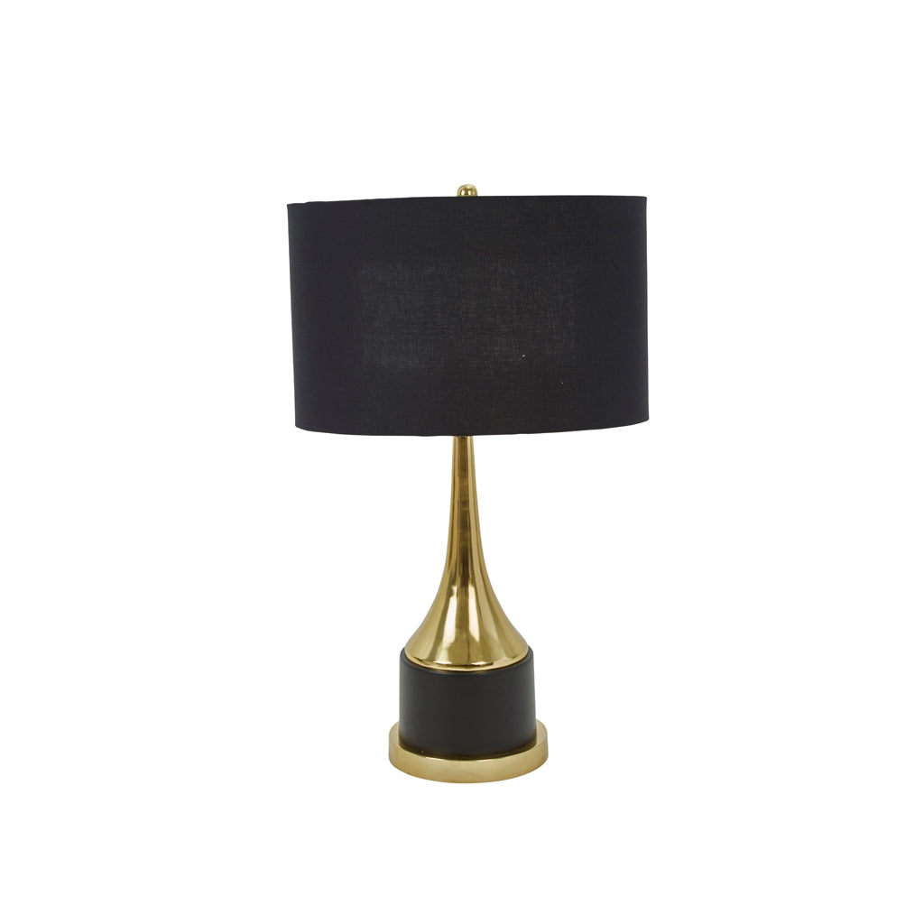 ALUMINUM 28" TRUMPET TABLE LAMP, GOLD/BLACK