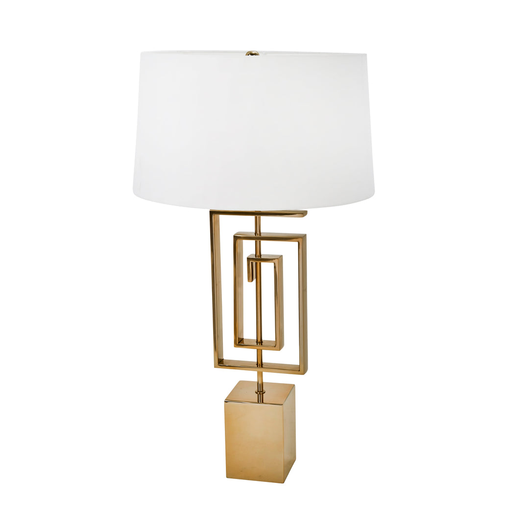 STAINLESS STEEL 28" GEOMETRICTABLE LAMP, GOLD