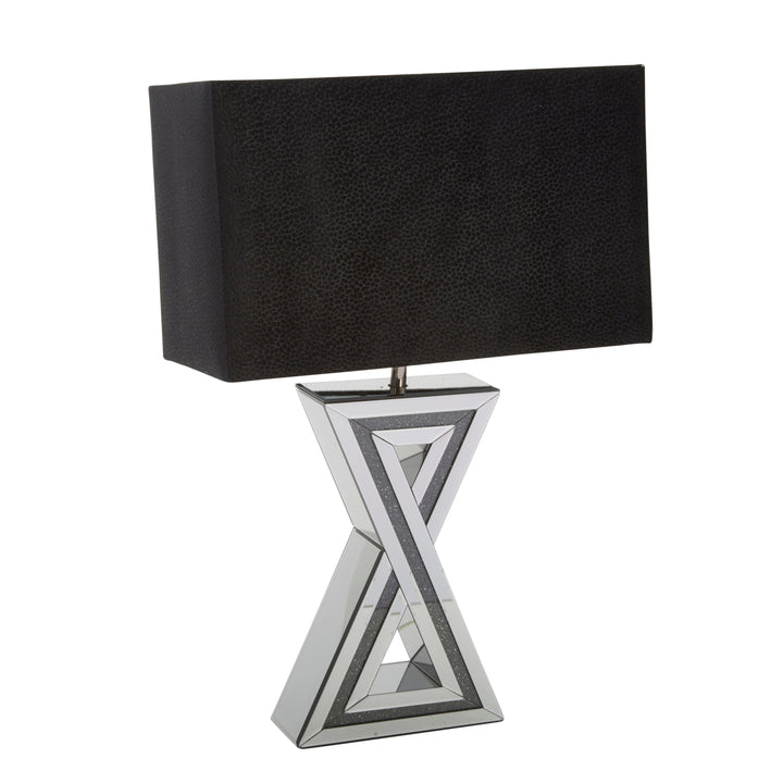 MIRRORED 28" X TABLE LAMP, SILVER