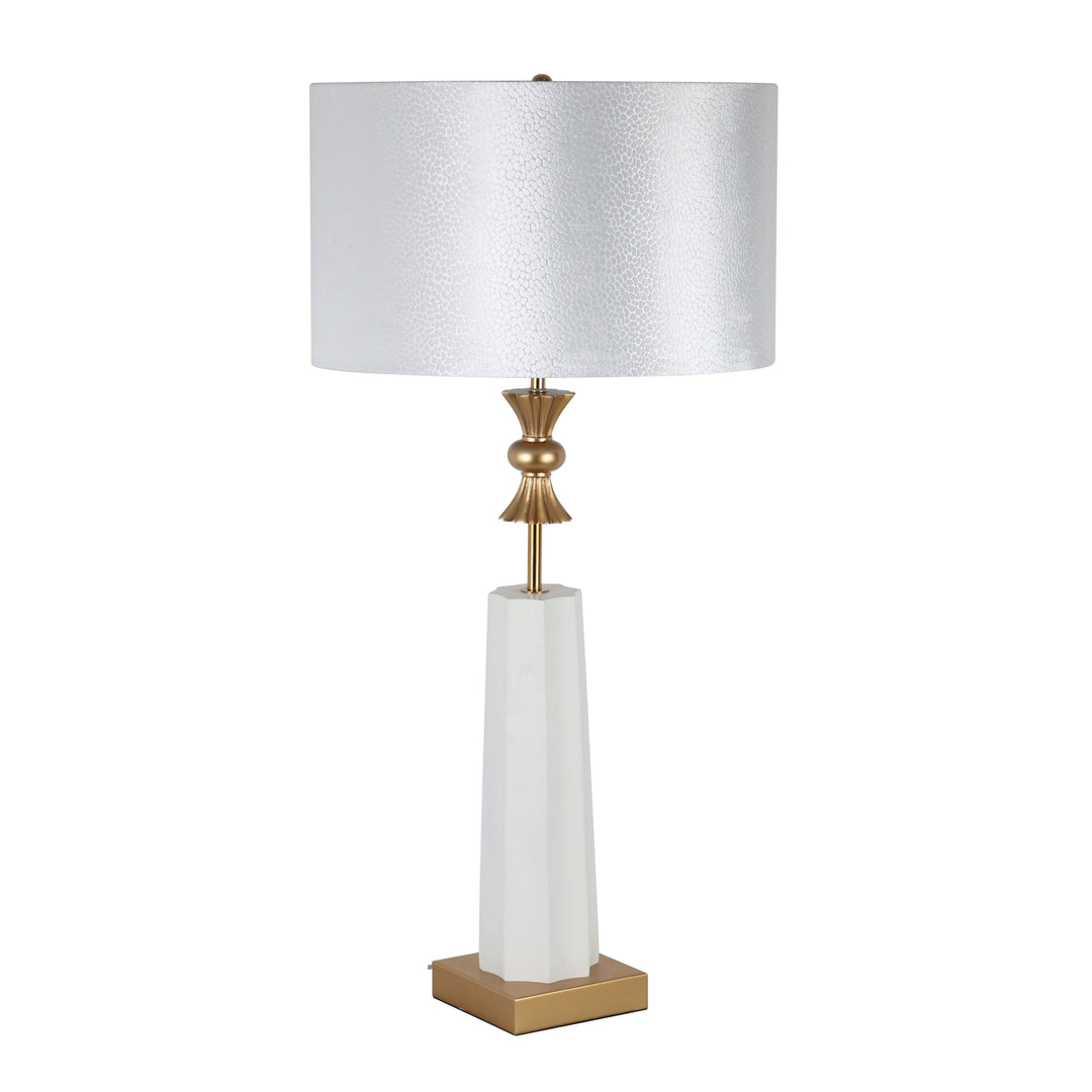 POLYRESIN 34.5" CROWN TABLE LAMP, , WHITE- KD