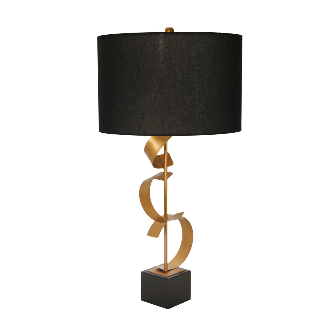 METAL 37" ABSTRACT CURVED TABLE LAMP, GOLD