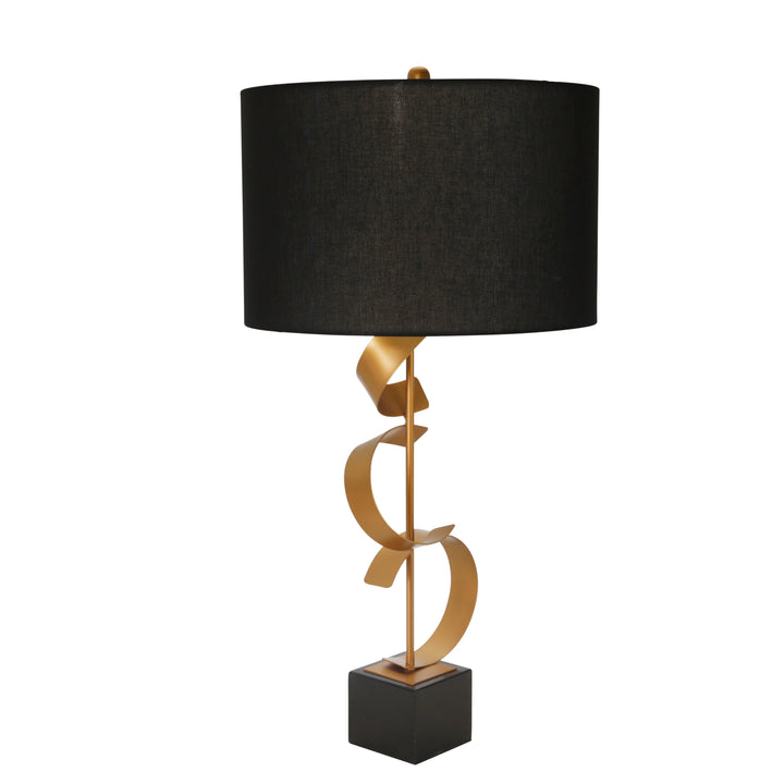 METAL 37" ABSTRACT CURVED TABLE LAMP, GOLD