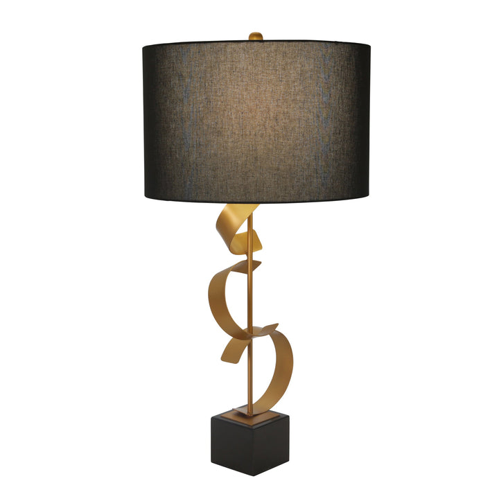 METAL 37" ABSTRACT CURVED TABLE LAMP, GOLD