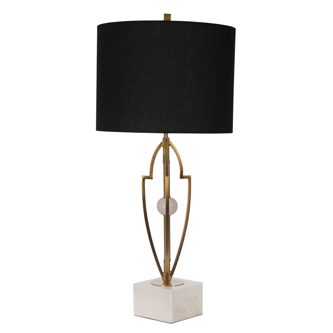 METAL 33.5" TABLE LAMP WITH WHITE MARBLE BASE,GOLD