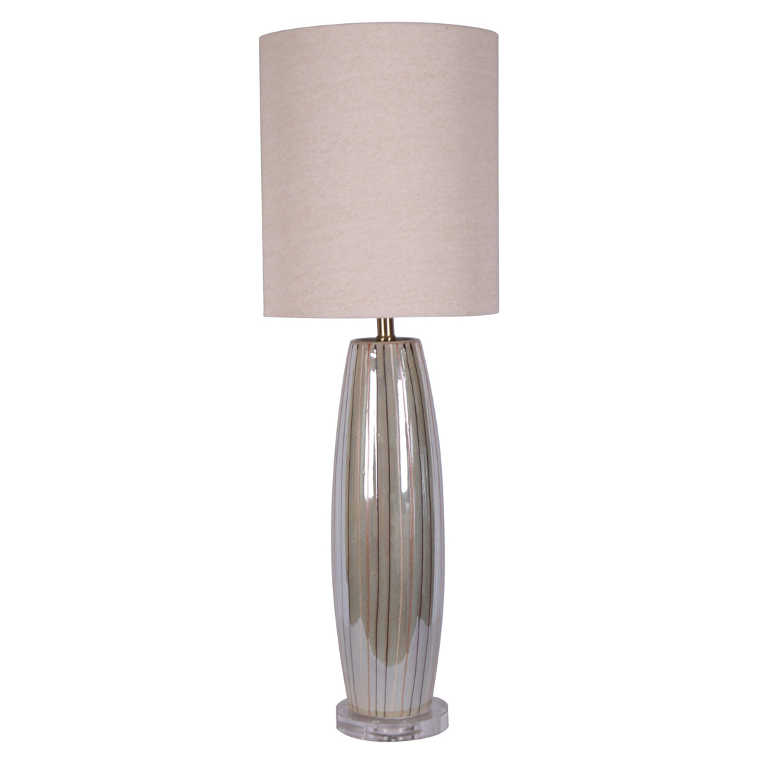 CERAMIC 36“ DOUBLE TAPER TABLE LAMP, PEARL